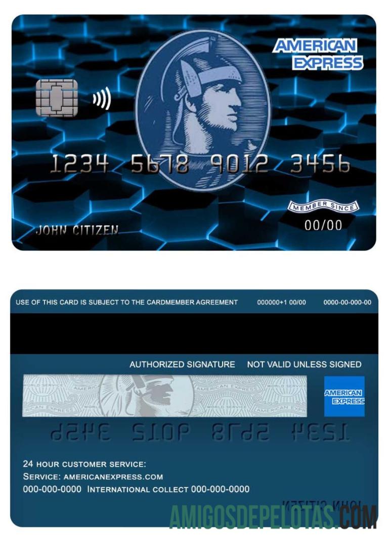 Cartão de crédito American Express Blue Bank dos EUA Nova York exemplo real